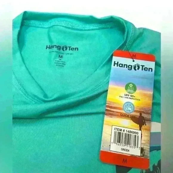 Hang Ten Men's Tidal Long Sleeve Sun Tee UPF 50+ Soft Feel Stretch Green Size M - Picture 3 of 3